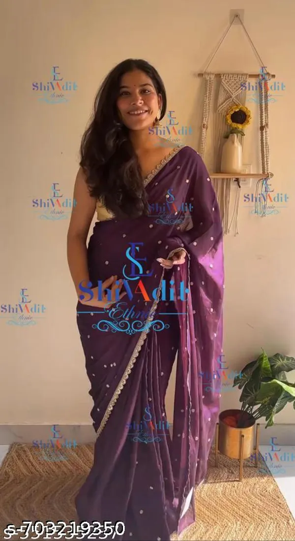Trendy_New_Georgette_Fabrics_With_Embroidery_Work_Saree_Embroidery_Work_Blouse_Bollywood_Saree_Pretty_Saree_Regular_Saree_For_Meesho_New_Arrival_Fancy_Saree_Mirror_Saree_Fancy_Border_Lace_Border_Bandhani_Under_899_Saree_New_Saree_Sadi