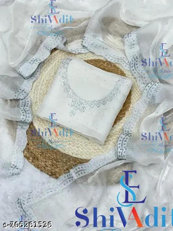 Trending_White_Fency_Chinnon_Dimond_Work_Siroski_Saree_With_Blouse_Beautiful_Chinon_Party_Wear_Saree_With_Beads_And_Stone_Work_Lace_And_Fancy_Work_Blouse