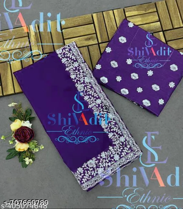 Purple_Designer_Chiffon_Georgette_Saree_With_Embroidered_Wedding_Evening_Party_Contrast_Blouse_Pattern_With_Scalloped_Border