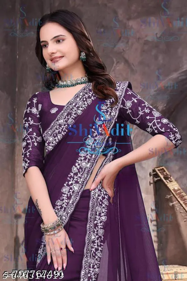 Georgette_Embroidered_Purple_Swith_Blouse_Saree_For_Women_Trending_Saree_For_Women_Bollywood_Stylish_Fancy_Party_Wear_Wedding_Festive_Bridal_Sari_Saree_For_Women