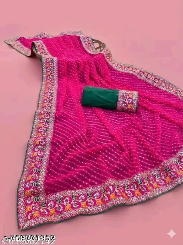 Womens_Leheriya_Saree_Wedding_Saree_Leheriya_Georgette_Saree_Green_Saree
