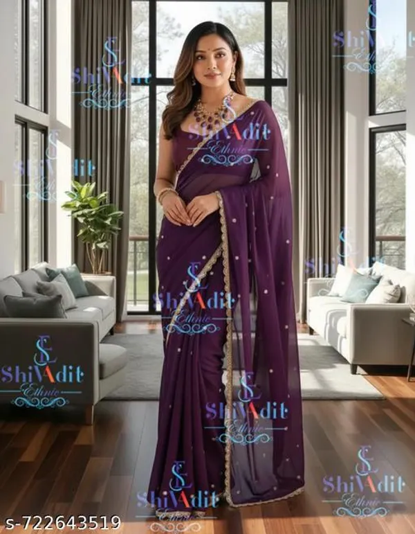 Fancy_Silk_Sequin_Embroidred_Saree_With_Matching_Blause_Parfect_For_Party_Wear_And_Wedding_And_Function_Special_Saree