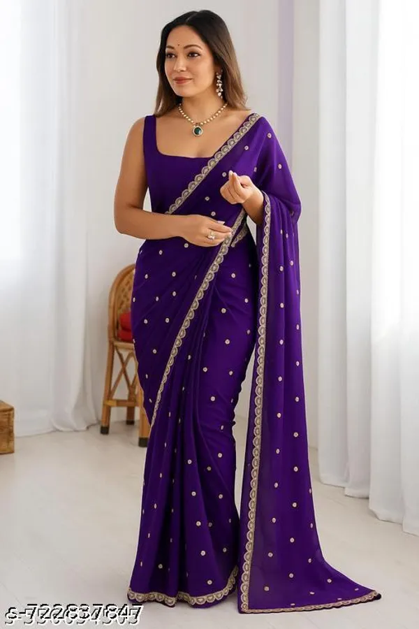 New_Viral_Bollywood_Georgette_Designer_Saree_With_Thread_Work_All_Over_Saree_With_Amazing_Cutwork