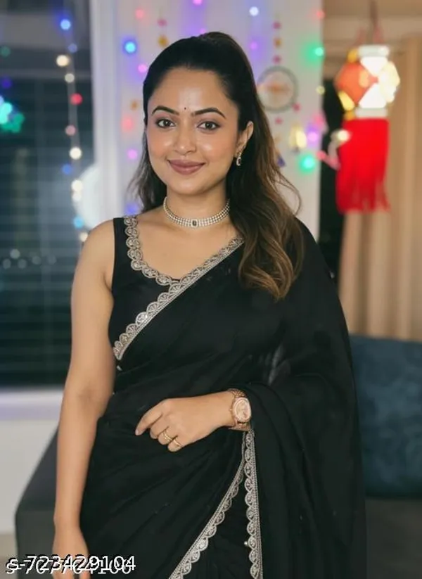 Women_S_Georgette_Solid_Saree_New_Designs_For_Wedding_And_Party_Wear_To_Look_Gorgeous_Ready_To_Wear_Saree_With_Unstitched_Blouse_Piece