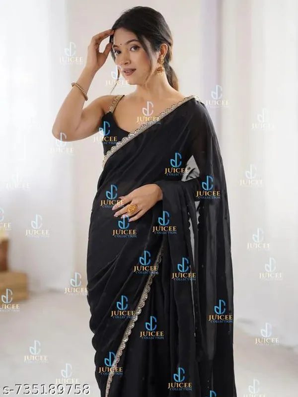 New_Georgette_Collection_And_Party_Wear_Fancy_Black_Saree