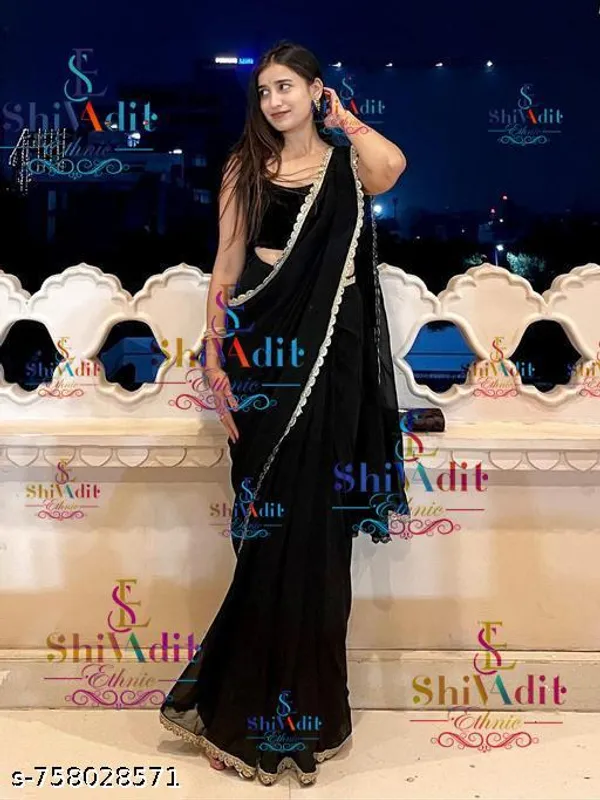 Trending_Beautiful_Georgette_Embroidery_Worked_Lace_Saree_With_Blouse_Piece