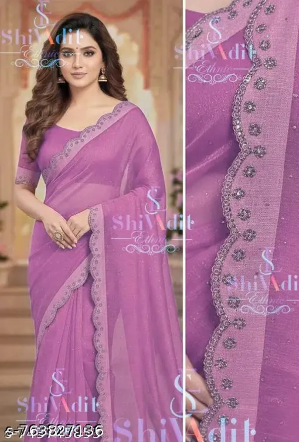 Trending_White_Fancy_Organza_Jimmy_Choo_Diamond_Work_Siroski_Saree_With_Blouse