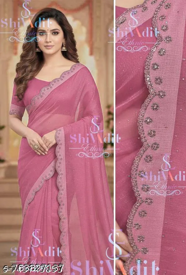 Trending_White_Fancy_Organza_Jimmy_Choo_Diamond_Work_Siroski_Saree_With_Blouse