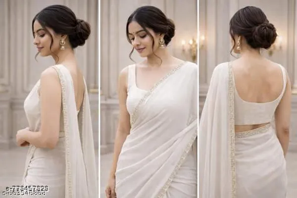 White_Chiku_Festival_Saree_White_Party_Wear_Saree
