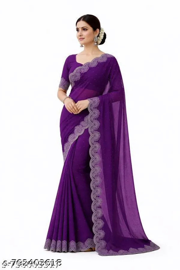 Designer_Georgette_Hot_Fix_Work_Saree_For_Women_Heavy_Stone_Work_Party_Wear_Saree_With_Blouse_Piece_Wedding_Festive_Collection