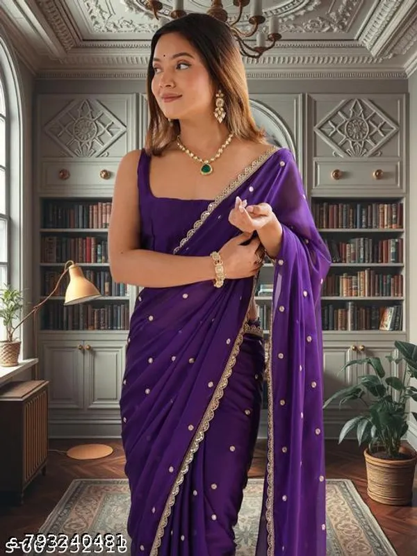 New_Embroidered_Chiffon_Georgette_Saree_With_Runnig_Blouse_Piece
