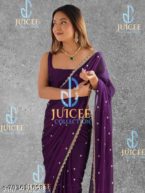Tending_Fancy_Designer_Georgette_Pretty_Sarees_With_New_Fency_Border_With_Blouse_Piece