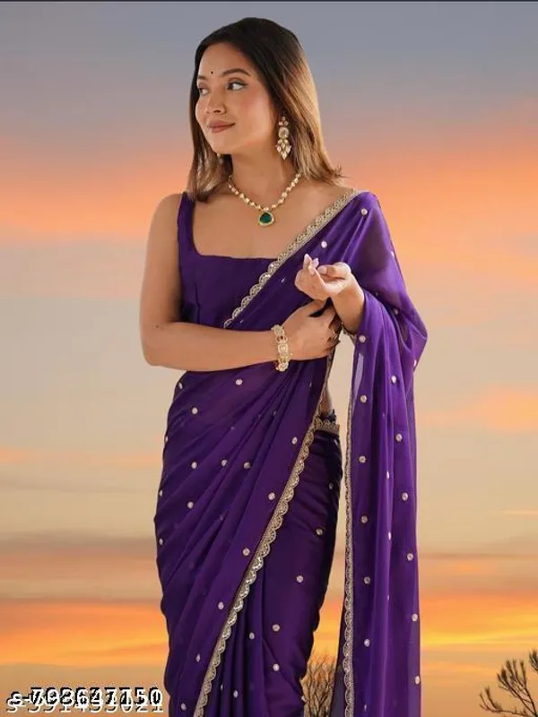 Tending_Fancy_Designer_Georgette_Pretty_Sarees_With_New_Fency_Border_With_Blouse_Piece