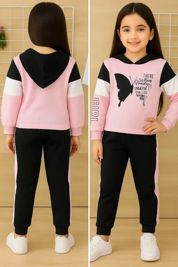 Trendy_Girls_Hoodie_Joggers_Set_Pink_Black_Butterfly_Print_Kids_Clothing_Set