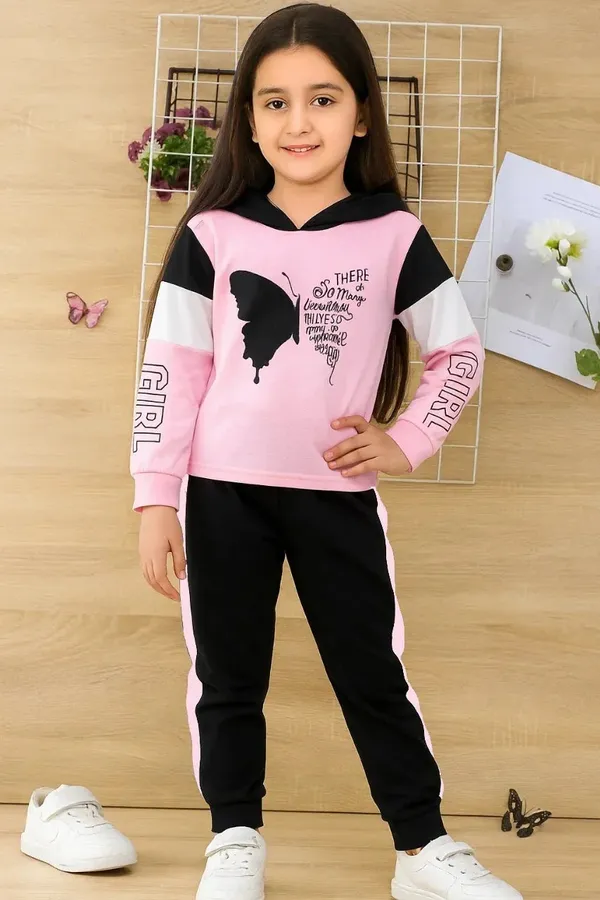 Trendy_Girls_Hoodie_Joggers_Set_Pink_Black_Butterfly_Print_Kids_Clothing_Set