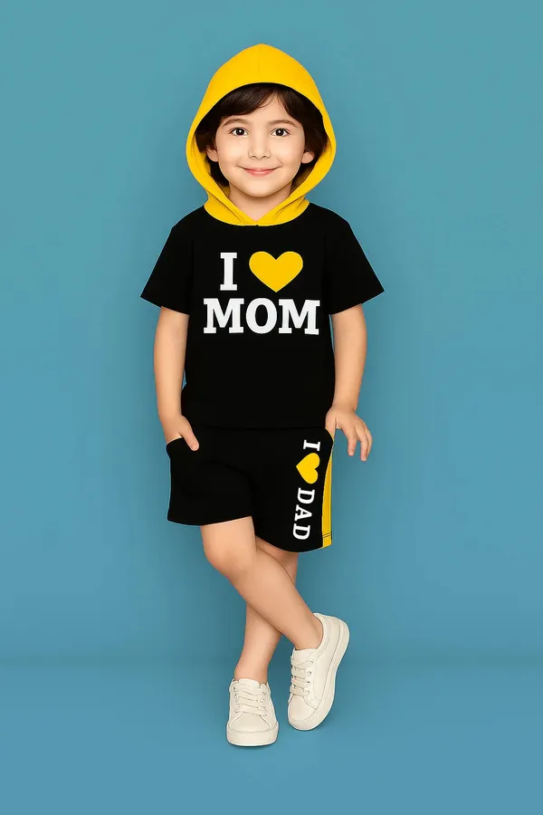 Stylish_Kids_Clothing_Set_I_Love_Mom_Dad_Printed_Hoodie_T_Shirt_With_Shorts