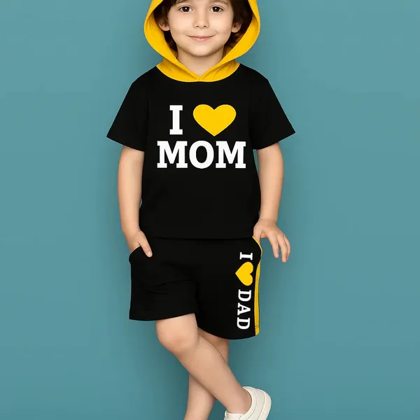 Stylish_Kids_Clothing_Set_I_Love_Mom_Dad_Printed_Hoodie_T_Shirt_With_Shorts
