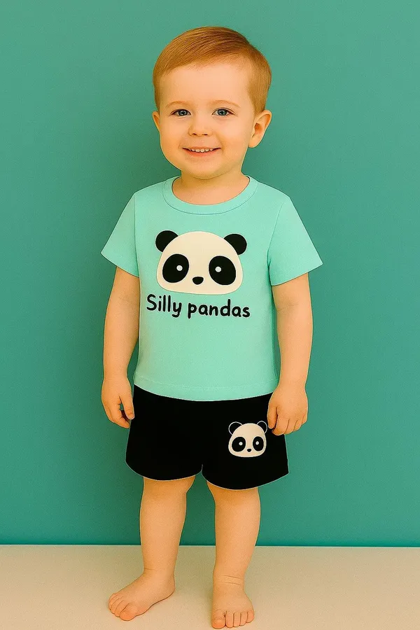 Cute_Panda_Print_Kids_Clothing_Set_Aqua_Blue_T_Shirt_Black_Shorts_For_Boys