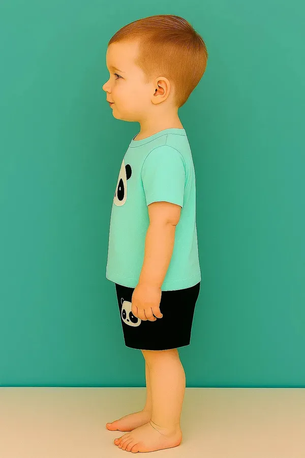 Cute_Panda_Print_Kids_Clothing_Set_Aqua_Blue_T_Shirt_Black_Shorts_For_Boys