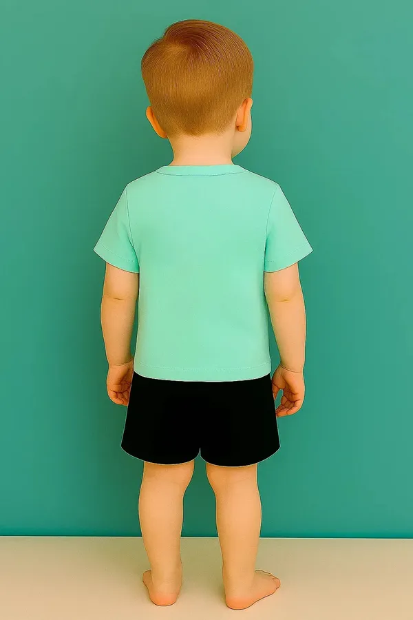 Cute_Panda_Print_Kids_Clothing_Set_Aqua_Blue_T_Shirt_Black_Shorts_For_Boys