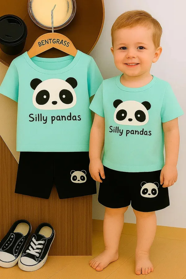 Cute_Panda_Print_Kids_Clothing_Set_Aqua_Blue_T_Shirt_Black_Shorts_For_Boys