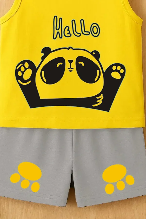 Cute_Panda_Print_Kids_Summer_Clothing_Set_Yellow_Sleeveless_T_Shirt_Grey_Shorts_And_Trendy_Kids_Clothing_Set_Attitude_Bear_Printed_Cotton_Tracksuit_For_Boys_(Combo_Of_2)