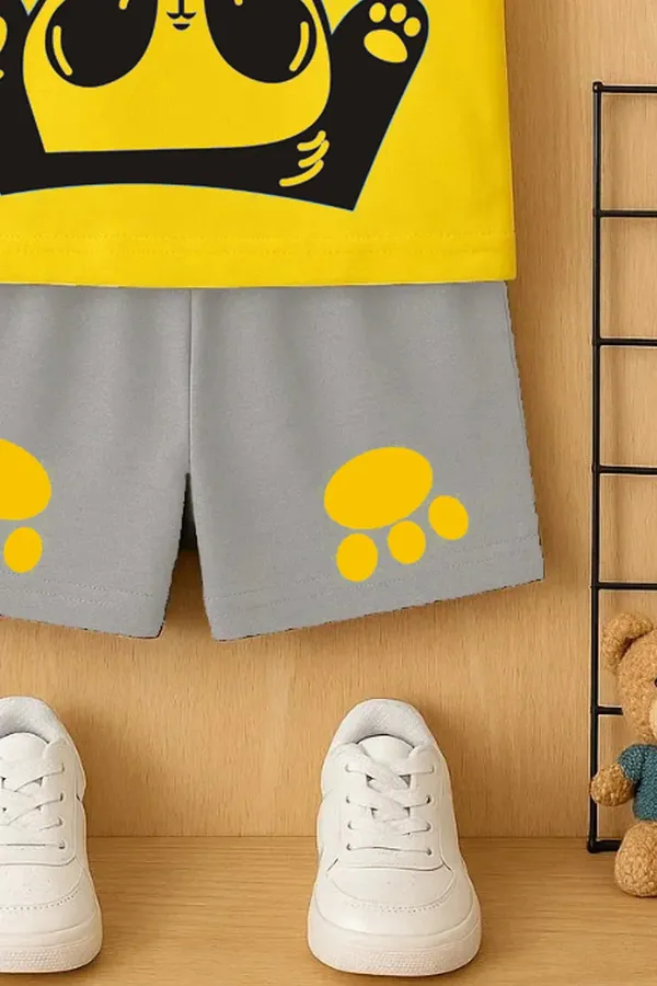Cute_Panda_Print_Kids_Summer_Clothing_Set_Yellow_Sleeveless_T_Shirt_Grey_Shorts_And_Trendy_Kids_Clothing_Set_Attitude_Bear_Printed_Cotton_Tracksuit_For_Boys_(Combo_Of_2)