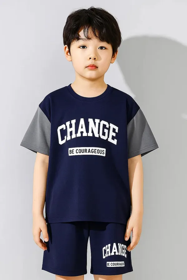 Trendy_Boys_Clothing_Set_Navy_Blue_Grey_T_Shirt_With_Matching_Shorts_Casual_Kids_Outfit