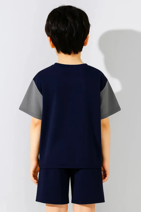 Trendy_Boys_Clothing_Set_Navy_Blue_Grey_T_Shirt_With_Matching_Shorts_Casual_Kids_Outfit