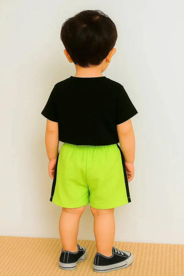 Trendy_Kids_Clothing_Set_Black_Teddy_Bear_T_Shirt_Neon_Green_Shorts