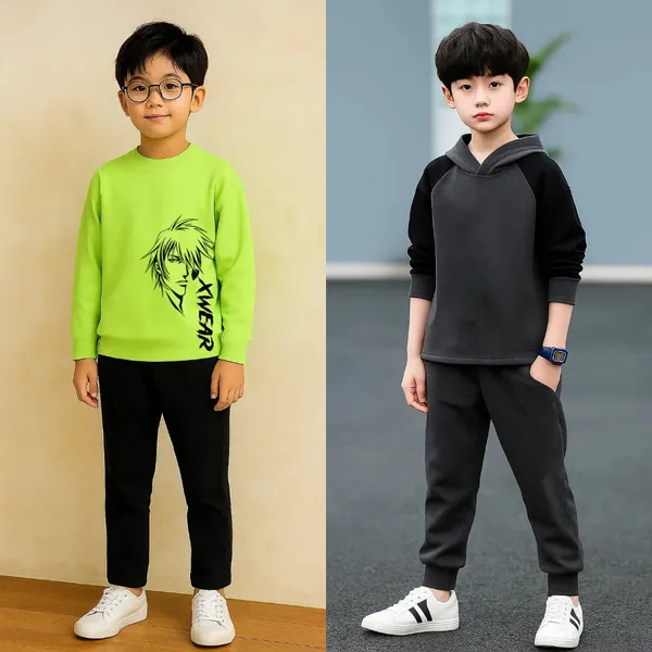 Boys_Hoodie_Sweatshirt_Jogger_Set_And_Trendy_Kids_Clothing_Set_For_Boys_Neon_Green_Xwear_Printed_Sweatshirt_With_Black_Pants_(Combo_Of_2)