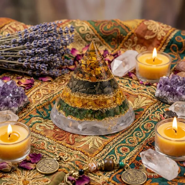 The_Artha_Shikhara_|_5-in-1_Dhan_Yog_Conical_Orgone_with_Selenite_Base