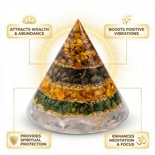 The_Artha_Shikhara_|_5-in-1_Dhan_Yog_Conical_Orgone_with_Selenite_Base