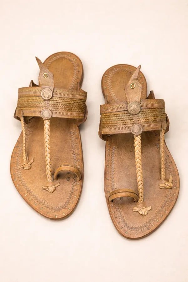 Handcrafted_Brown_Leather_Braided_Kolhapuri_Chappal_For_Men_Pack_Of_2