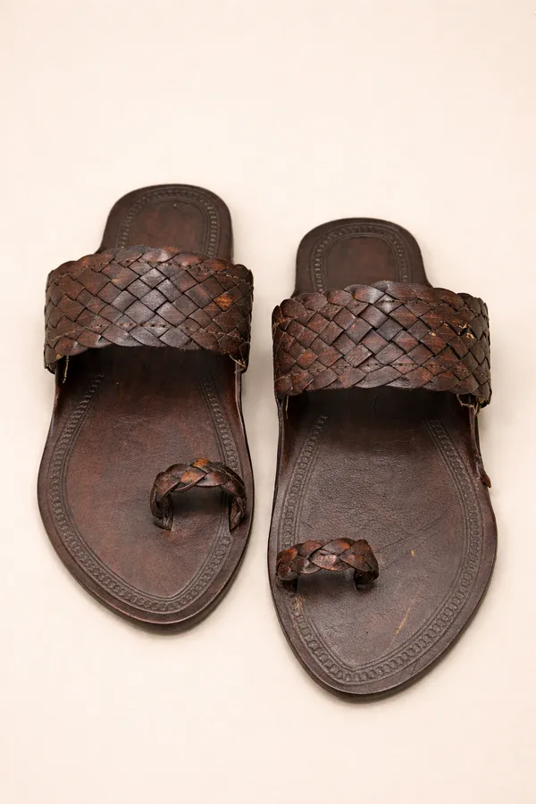 Handcrafted_Brown_Leather_Braided_Kolhapuri_Chappal_For_Men_Pack_Of_2