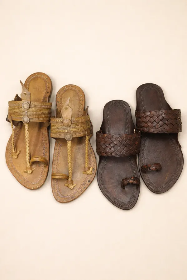 Handcrafted_Brown_Leather_Braided_Kolhapuri_Chappal_For_Men_Pack_Of_2