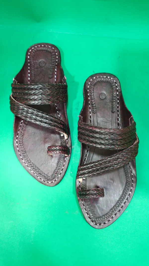 Handcrafted_Dark_Brown_Braided_Leather_Kolhapuri_Sandals_For_Men