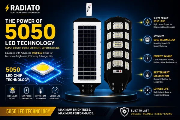 Radiato_ES_150W_Solar_Street_Light_|_5050_LED_Technology_|_High_Brightness_|_IP65_Waterproof_|_Remote_Control_|_1_Year_Warranty