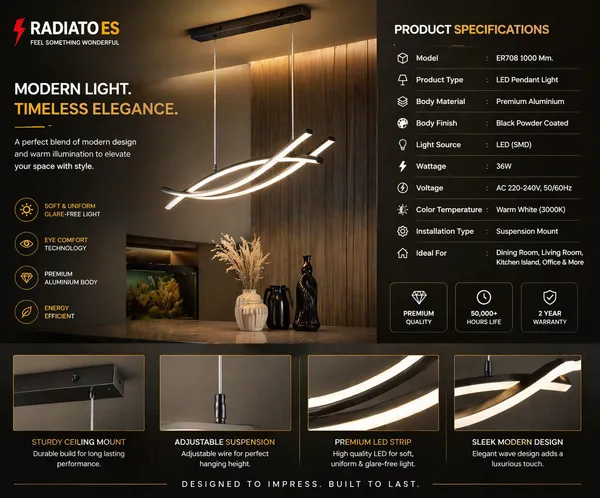 Radiato_ES_Modern_Wave_Pendant_Light_–_36W_LED_Hanging_Light_with_3-in-1_Color_Modes_&_Premium_Aluminium_Finish.Code_:_ER708BK