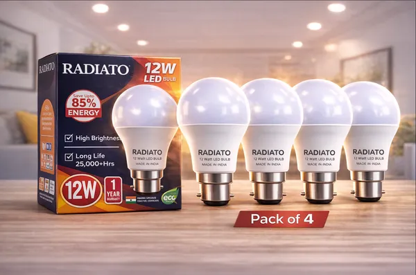Radiato_12W_LED_Bulb_Pack_of_4_|_B22_Base_|_Cool_Day_Light_(6500K)_|_High_Brightness_|_Energy_Saving_85%_|_Long_Life_25,000_Hours_|_Made_in_India_|_Home_&_Office_Use