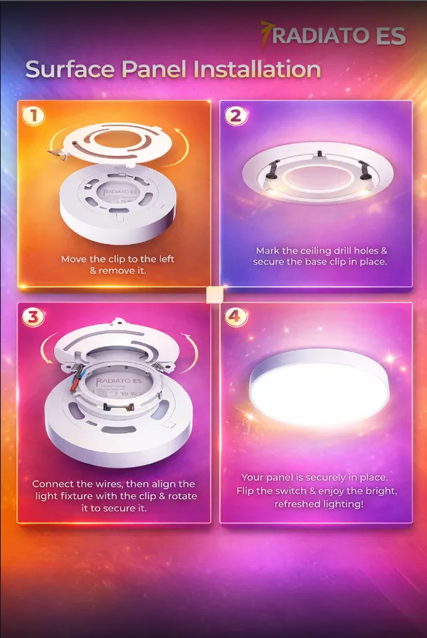 Radiato_ES_22W_Surface_Light_|_Round_Surface-Mount_Ceiling_Light_for_Indoor_Use_|Energy_Efficient_LED_Downlight_for_Home,_Living_Room_|_Cool_White_|_Pack_of_1