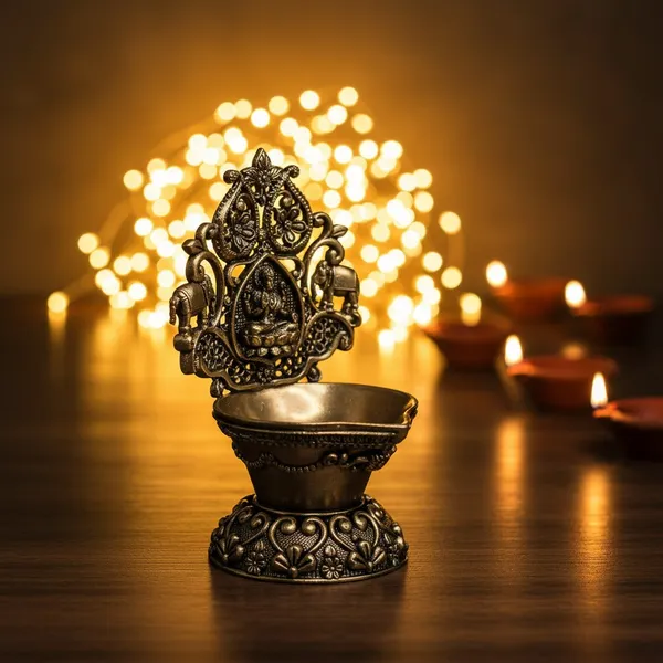 Antique_Brass_Finish_Diya_With_Decorative_Backplate_-_Traditional_Oil_Lamp_For_Pooja_And_Home_Decor