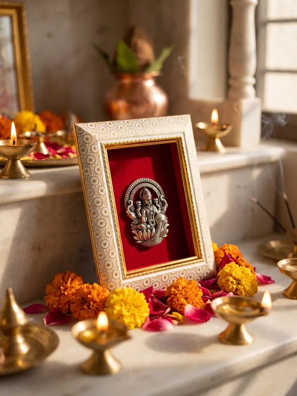 Goddess_Laxmi_Brass_Idol_Frame_with_Velvet_Background_|_8x6_Inch_|_Religious_Gift_|_Home_Mandir_Decor