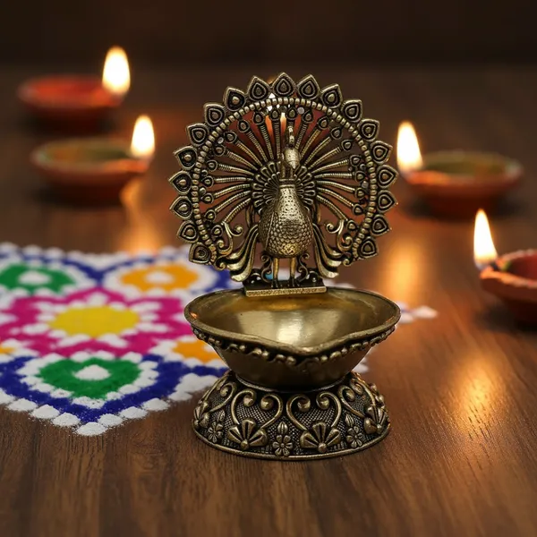 Decorative_Brass_Peacock_Diya_Oil_Lamp_With_Ornate_Design
