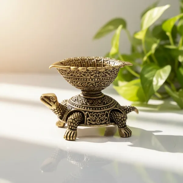 Decorative_Brass_Turtle_Oil_Lamp_With_Leaf-Shaped_Bowl_-_Traditional_Diya_For_Pooja_And_Home_Decor