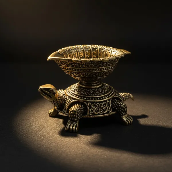Decorative_Brass_Turtle_Oil_Lamp_With_Leaf-Shaped_Bowl_-_Traditional_Diya_For_Pooja_And_Home_Decor