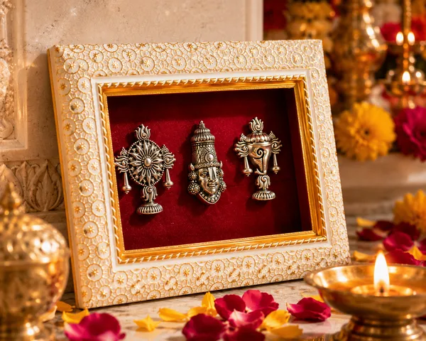 Lord_Venkatesh_With_Shankh_Chakra_Brass_Idol_Frame_with_Velvet_Background_|_8x6_Inch_|_Religious_Gift_|_Home_Mandir_Decor