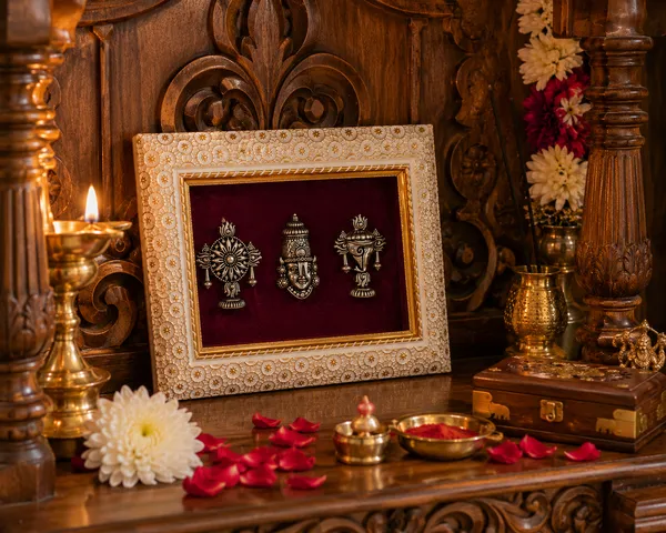 Lord_Venkatesh_With_Shankh_Chakra_Brass_Idol_Frame_with_Velvet_Background_|_8x6_Inch_|_Religious_Gift_|_Home_Mandir_Decor