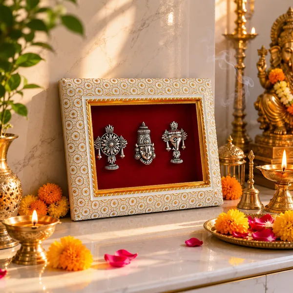 Lord_Venkatesh_With_Shankh_Chakra_Brass_Idol_Frame_with_Velvet_Background_|_8x6_Inch_|_Religious_Gift_|_Home_Mandir_Decor