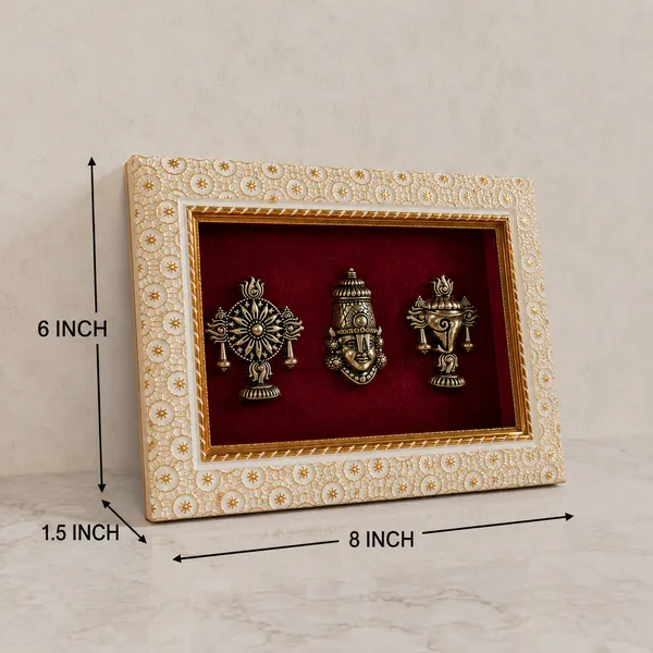 Lord_Venkatesh_With_Shankh_Chakra_Brass_Idol_Frame_with_Velvet_Background_|_8x6_Inch_|_Religious_Gift_|_Home_Mandir_Decor